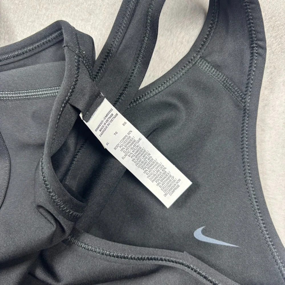 Nike Pro Girls Trophy Sports Bra Black White Swoosh Kids Size XL BV1435-010